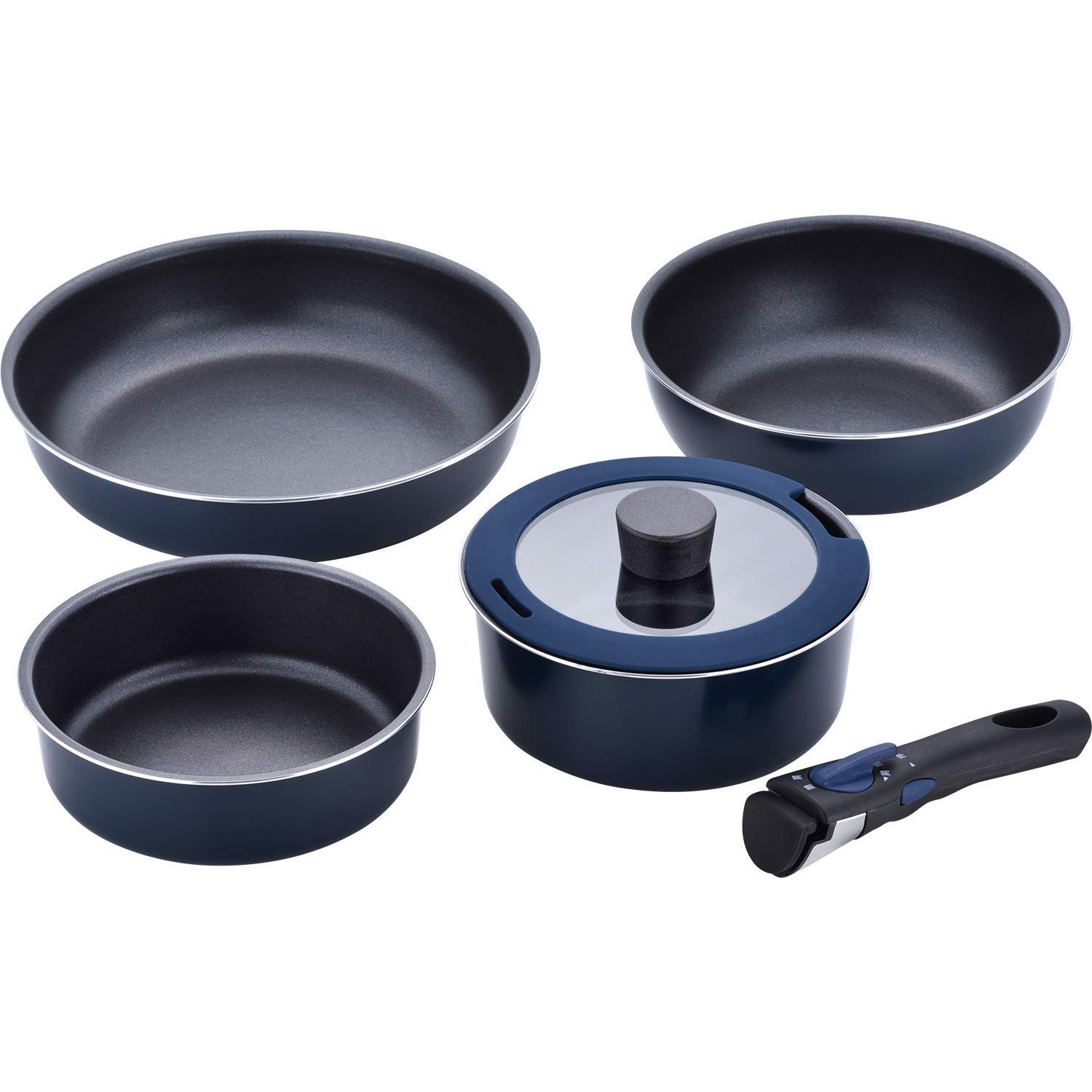 【特価商品】スティージー フライパン4点セット IH対応 フライパン18・26cm 調理器具 炒め鍋21cm 鍋18cm 和平フレイズ 着脱式ハンドル MA-9898