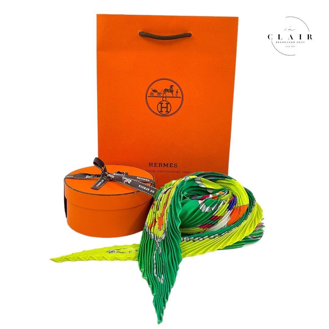 美品 HERMES エルメス プリーツカレ LES FOLIESDU CIEL 大空の