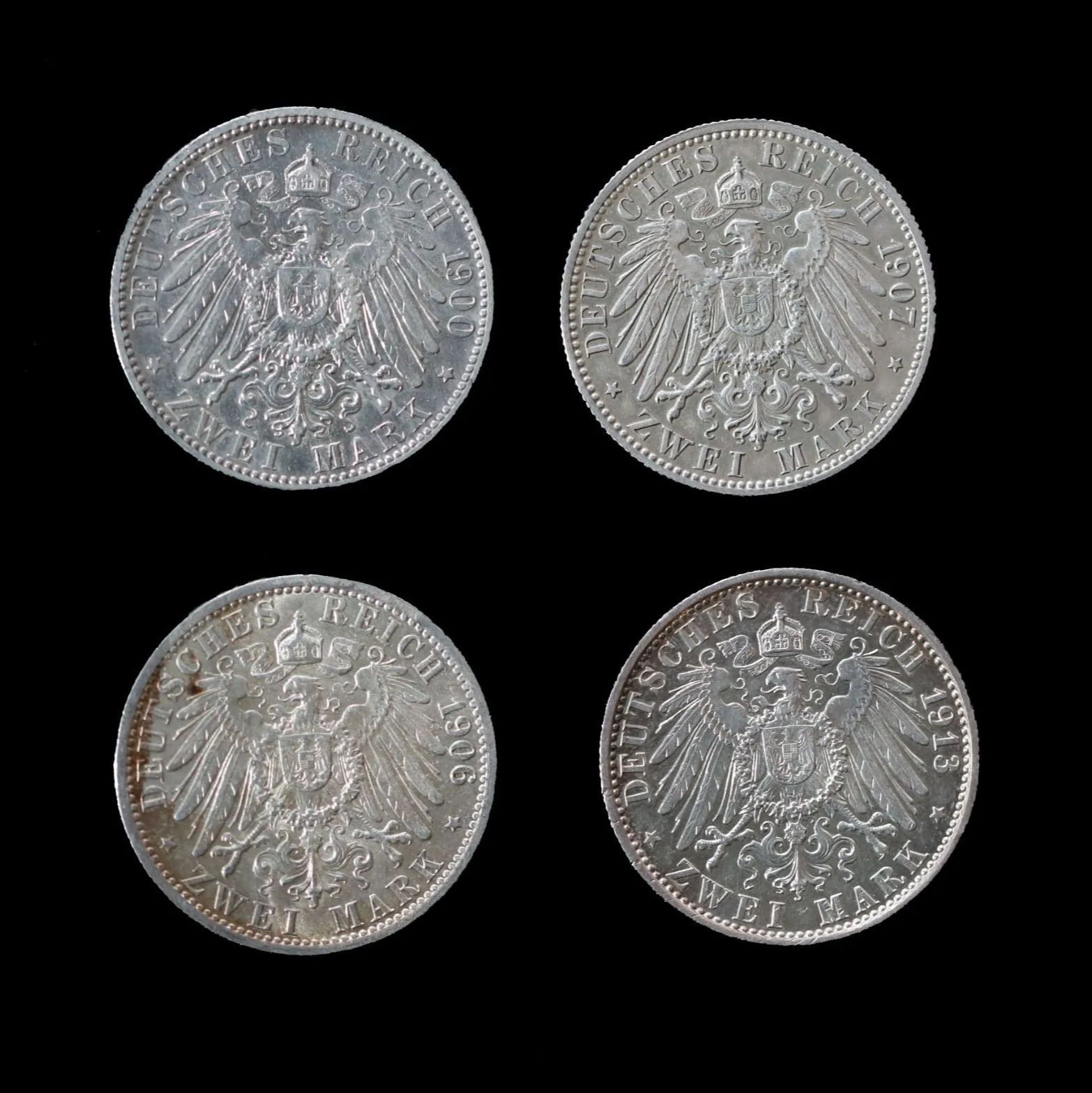 Germany ドイツ 2Marks 4PCS 2マルク 銀貨