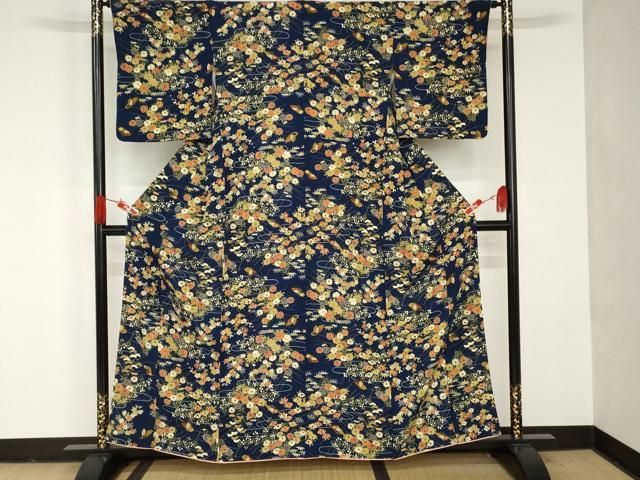 平和屋着物○上質な小紋 雪輪花蝶文 正絹 逸品 BAAT8736hv