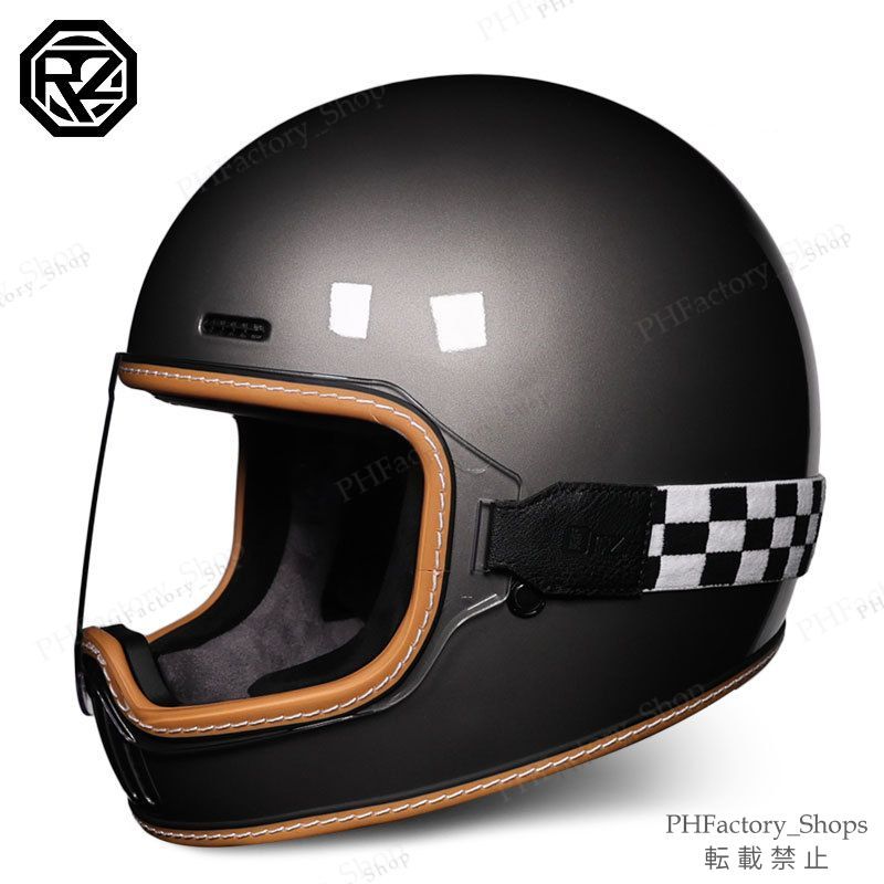 レトロヘルメット クラシック フルフェイスヘルメット ゴーグルが付き バイクヘルメット DOT認定 耐久性 安全性 通気性 男女兼用 ダークグレー A178 FFCRYSTALESIA_COM