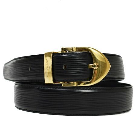 【中古】 ルイヴィトン LOUIS VUITTON サンチュール クラシック ベルト エピ ノワール ゴールド レザー メタル M6832 67BU655