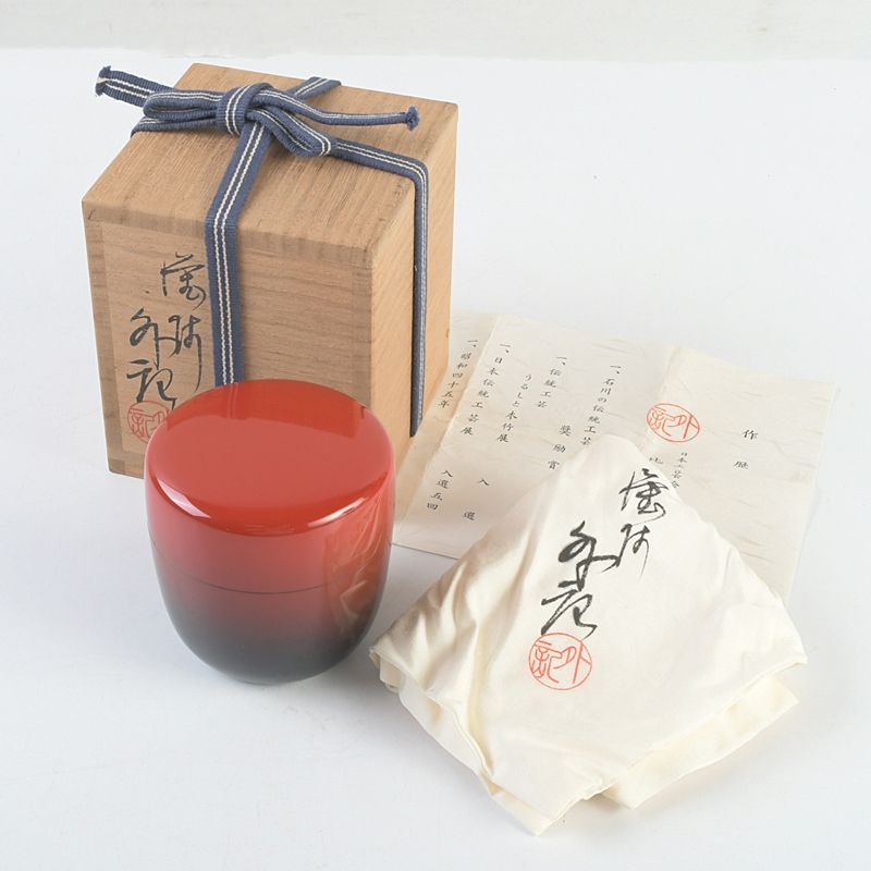 ☆茶3 道場宗廣 若松平棗 共箱 口径約8 cm 東岩7-0727① ☆茶3 道場宗廣 若松平棗 共箱 口径約8 cm 東岩7-