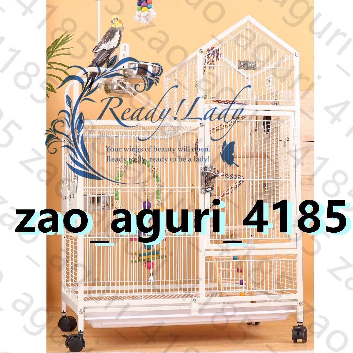 トリカゴ 鳥籠 大型 インコ ケージ オカメインコ ケージ セキセイインコ ケージ 飼育箱 はしご 登山ロープ フードカップ付き
