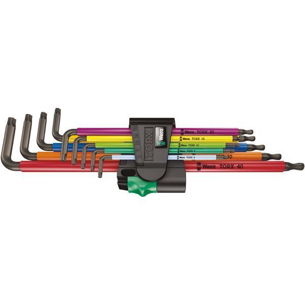 WERA ヴェラ 片側 ボールエンドタイプ トルクスロング L型 キーレンチ 9本組セット T8-T40 024480 工具 ツール DIY 作業工具