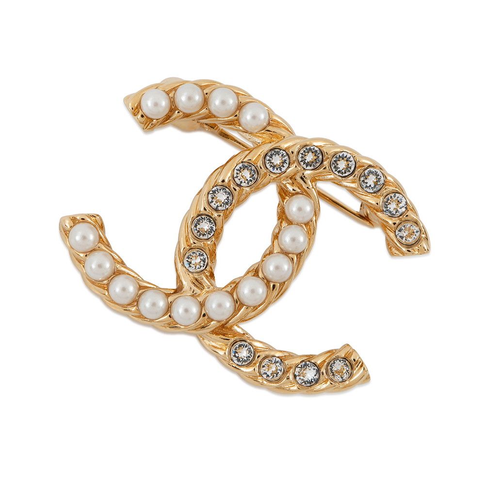 シャネル ブローチ ココマーク フェイクパール ラインストーン B23A ABB082 CHANEL アクセサリー