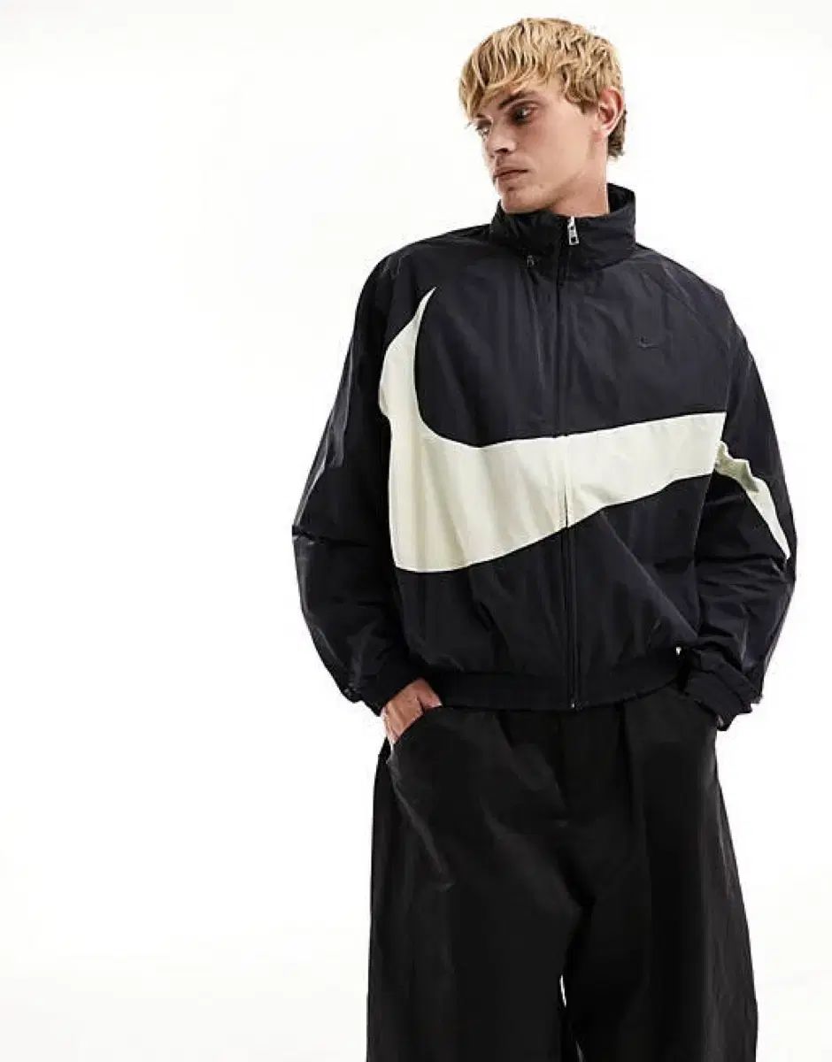 NIKE ナイキ SWOOSH スウッシュ ウーブン ジャケット ウィンドブレーカー ブラック ココナッツミルク L 100