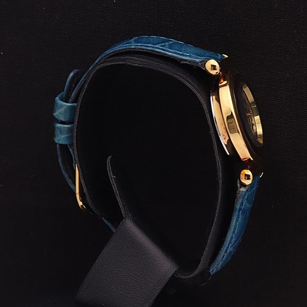 良品 パーペチュレ QZ 8229L-BU ラウンド カットガラス 青×ブルーシェル文字盤 レディース腕時計 YSD