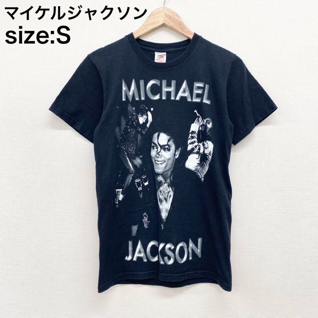 US古着 マイケルジャクソン MICHAEL JACKSON アーティストTシャツ 半袖 メンズ S ブラック