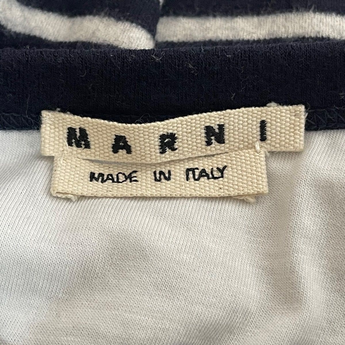 MARNI(マルニ) 長袖セーター サイズ46 L レディース - 白×黒 ボーダー/ダメージ加工 - メルカリ
