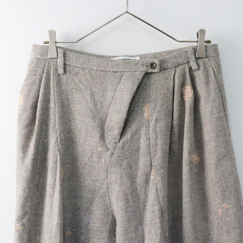 ミナペルホネン mina perhonen pebble 刺繍入 シルクヤクウール 半端丈  