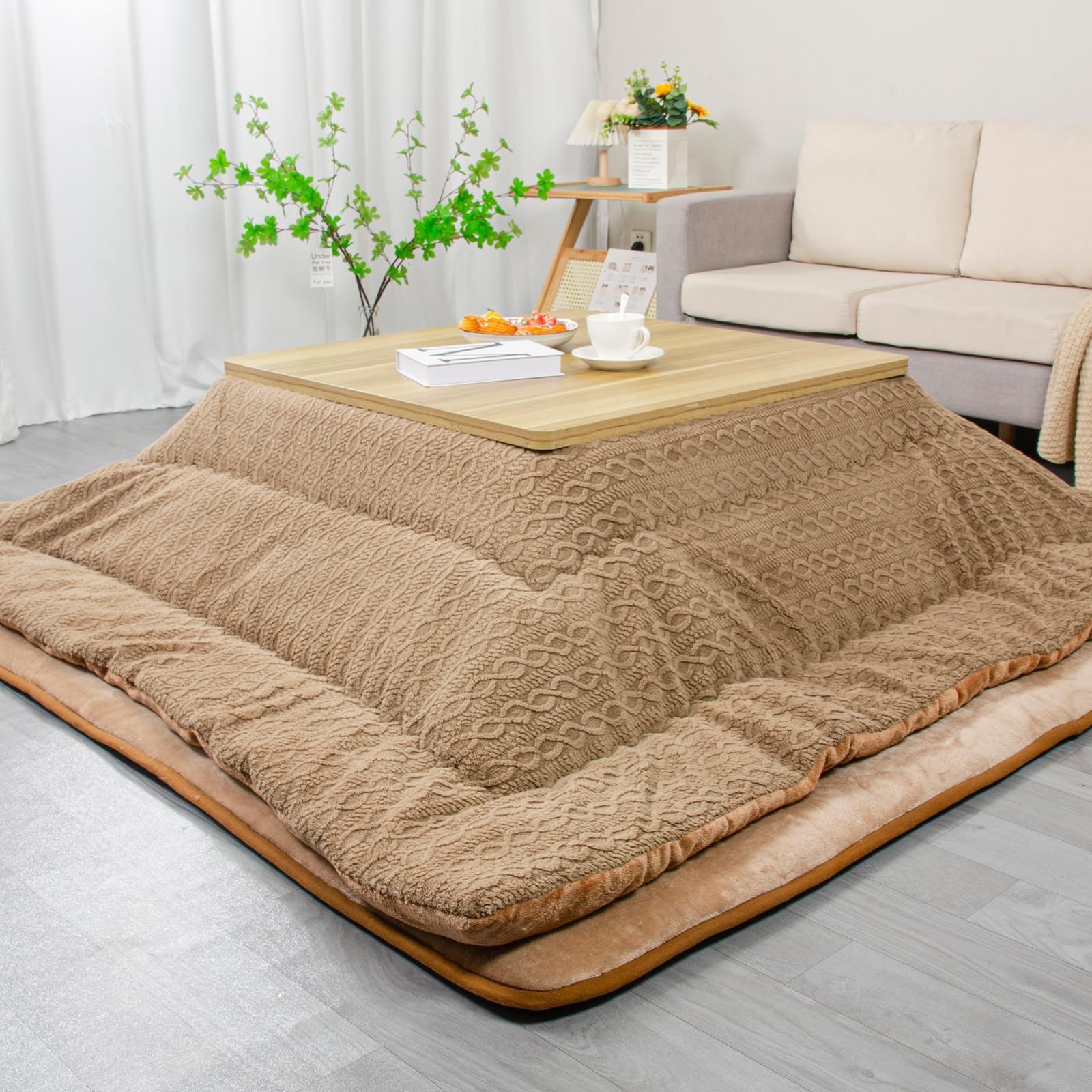 約185x235cm こたつ掛け布団 _ベージュ JEMAジェマ こたつ布団 こたつ用布団 こたつ掛け 長方形 大判 こたつふとん 単品 185x235cm あったか こたつ掛け布団 厚手 ジャガード リバーシブル 両面使える ふわふわ ぽかぽか ぬくぬく 冬