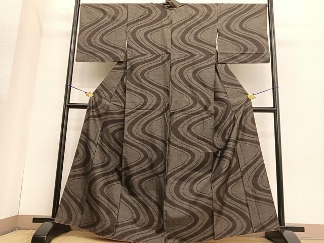 平和屋着物○上質な紬 亀甲文 高島屋扱い 正絹 逸品 BAAT6614hv