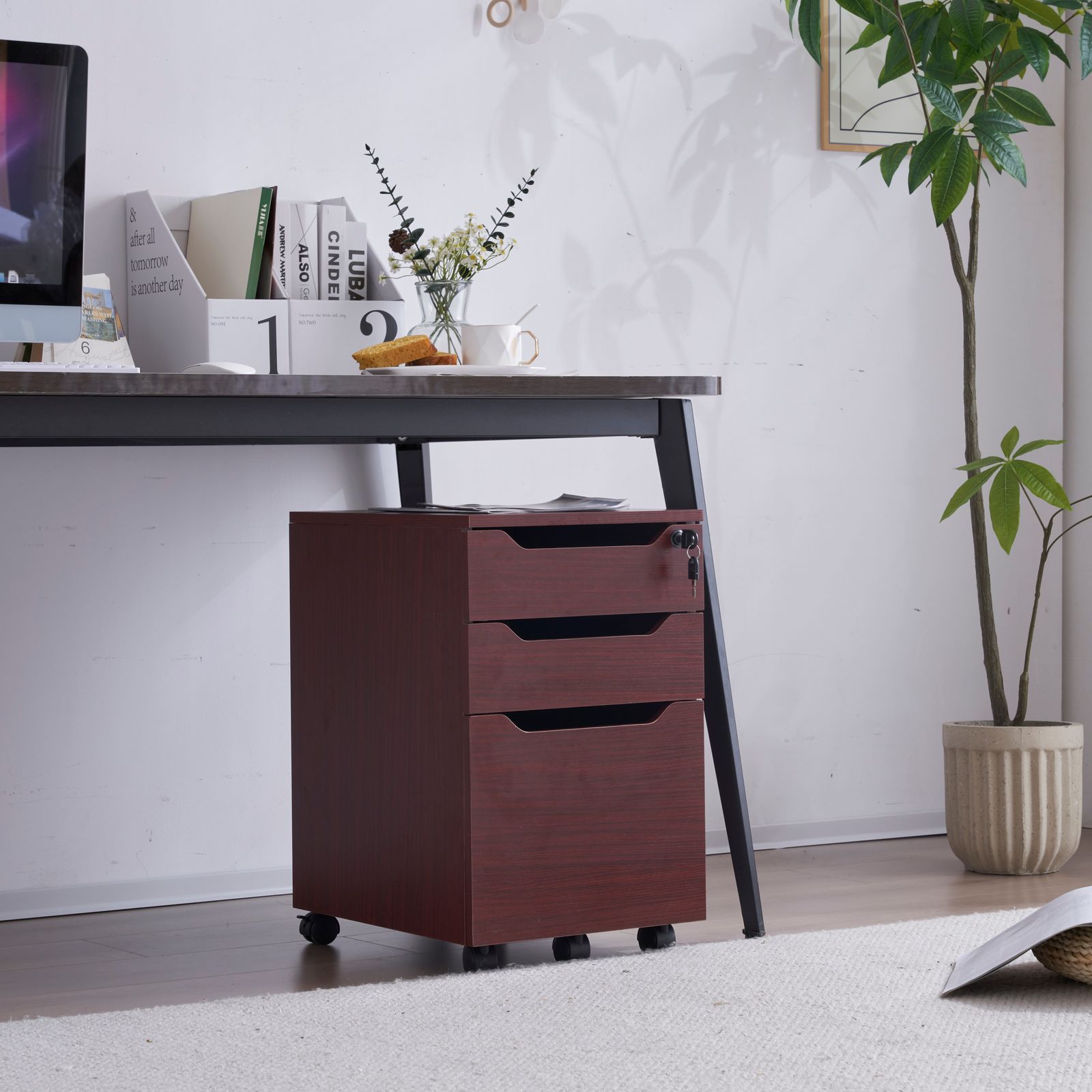 2個 デスクワゴン サイドワゴン ラック 鍵付き キャスター付き 脇机 オフィス MARWIL-DEMENAGEMENTS_CH