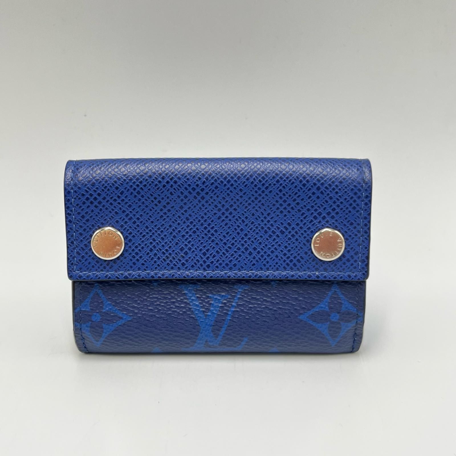ルイヴィトン LOUIS VUITTON 三つ折り財布 タイガラマ ディスカバリー コンパクトウォレット M67620 モノグラムキャンバス|タイガレザー コバルトブルー メンズ