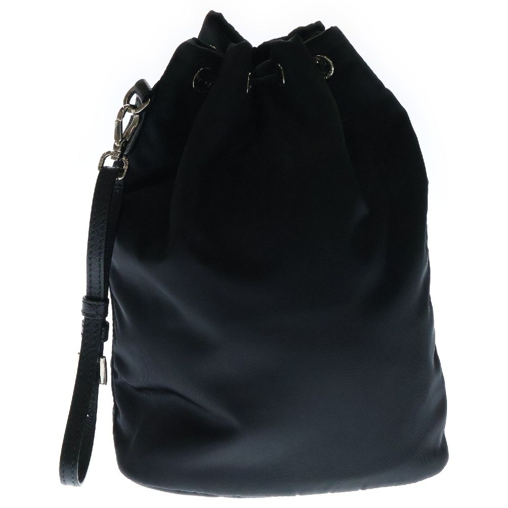 PRADA 黒 ナイロン ドローストリングポーチ巾着 PRADA 黒 ナイロン ドローストリングポーチ PRADA ブラック ドロー