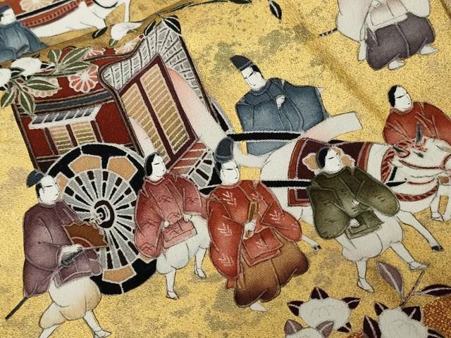 正絹黒留袖　作家物　平安風景文　金銀彩　⑥( 訪問着、紬、袋帯なども出品) 平和屋着物□豪華黒留袖 作家物 人物風景文 金彩 正絹 逸品