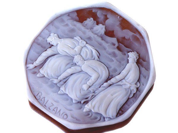 ジュエリー バルザーノ作 ミレー落穂拾い シェルカメオルース 45.2ｍｍ×44.2ｍｍ w5796o 送料無料