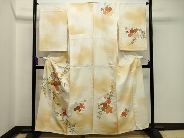 平和屋本店□極上 訪問着 駒刺繍 宝尽くし飛鶴文 紺地 逸品 未