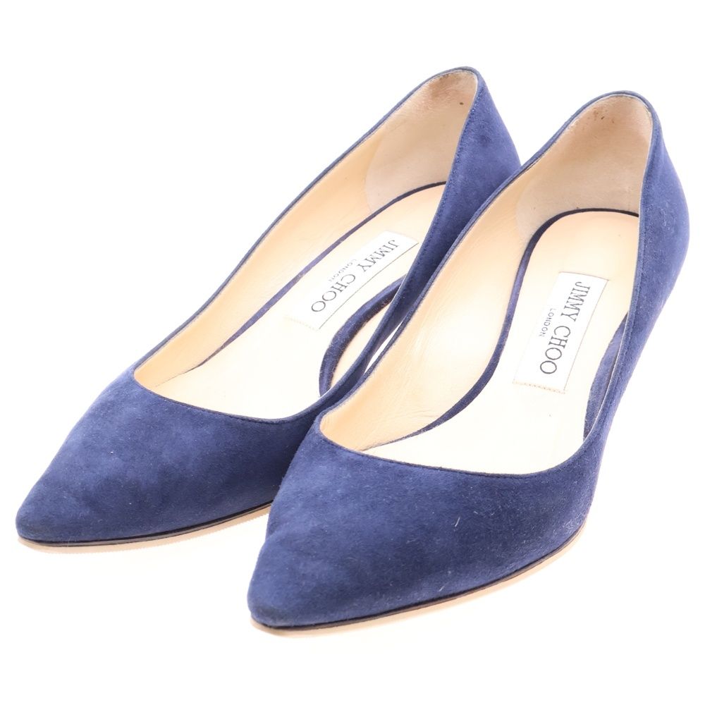 【美品・希少】ジミーチュウ　パンプス　アグネス　スエード　ネイビー　37 JIMMY CHOO (ジミーチュウ) ヒールパンプス シューズ ネイビー