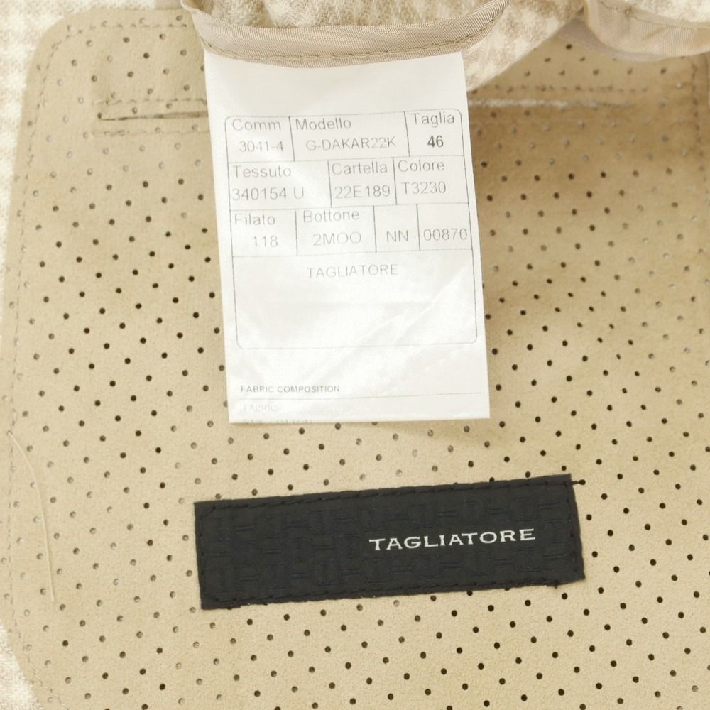 未使用　タリアトーレ リネン混ジャケット 46 ハウンドトゥース 中古】タリアトーレ TAGLIATORE コットンリネン ハウンド