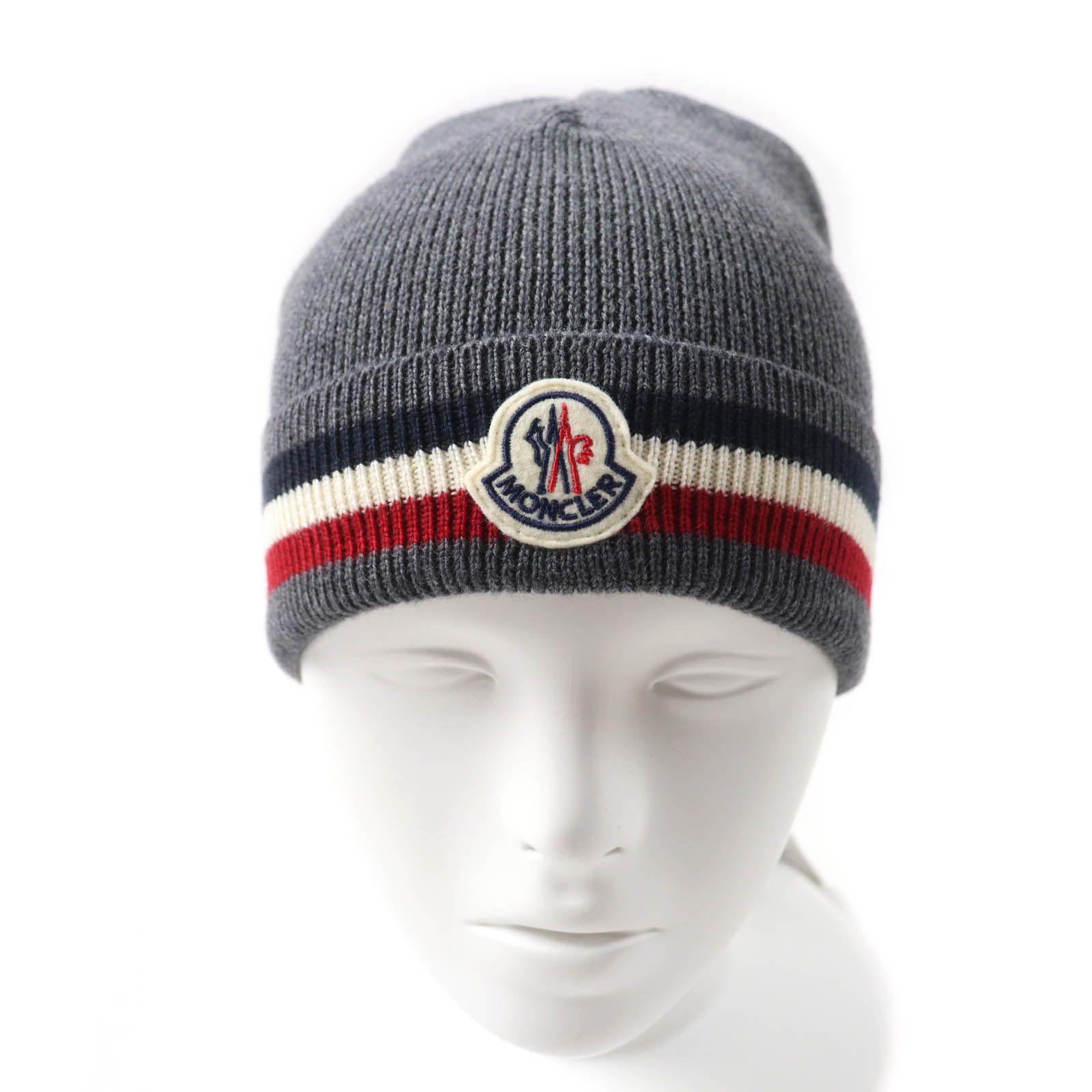 未使用品☆MONCLER モンクレール BERRETTO ウール100％ ロゴワッペン付