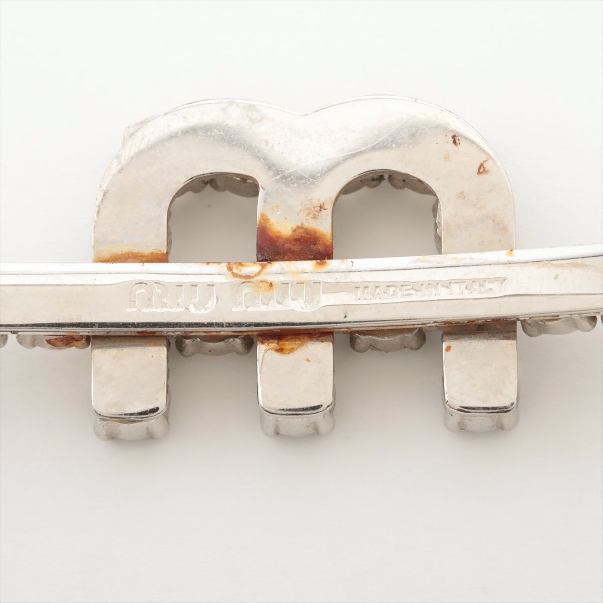 ミュウミュウ Mロゴ クリスタル ラインストーン ビジュー ヘアピン 髪留め ヘア 5JF039 レディース RRE CA25-1 DECORATOM_COM_BR