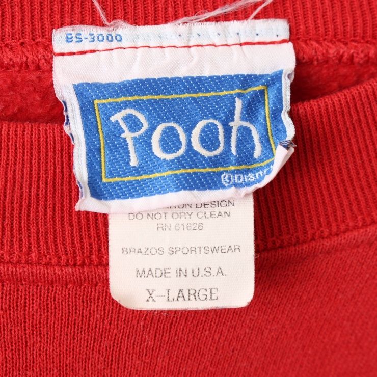 90s USA製 Pooh くまのプーさん スウェット レッド メンズXL 90s USA製 Pooh くまのプーさん スウェット レッド メンズXL
