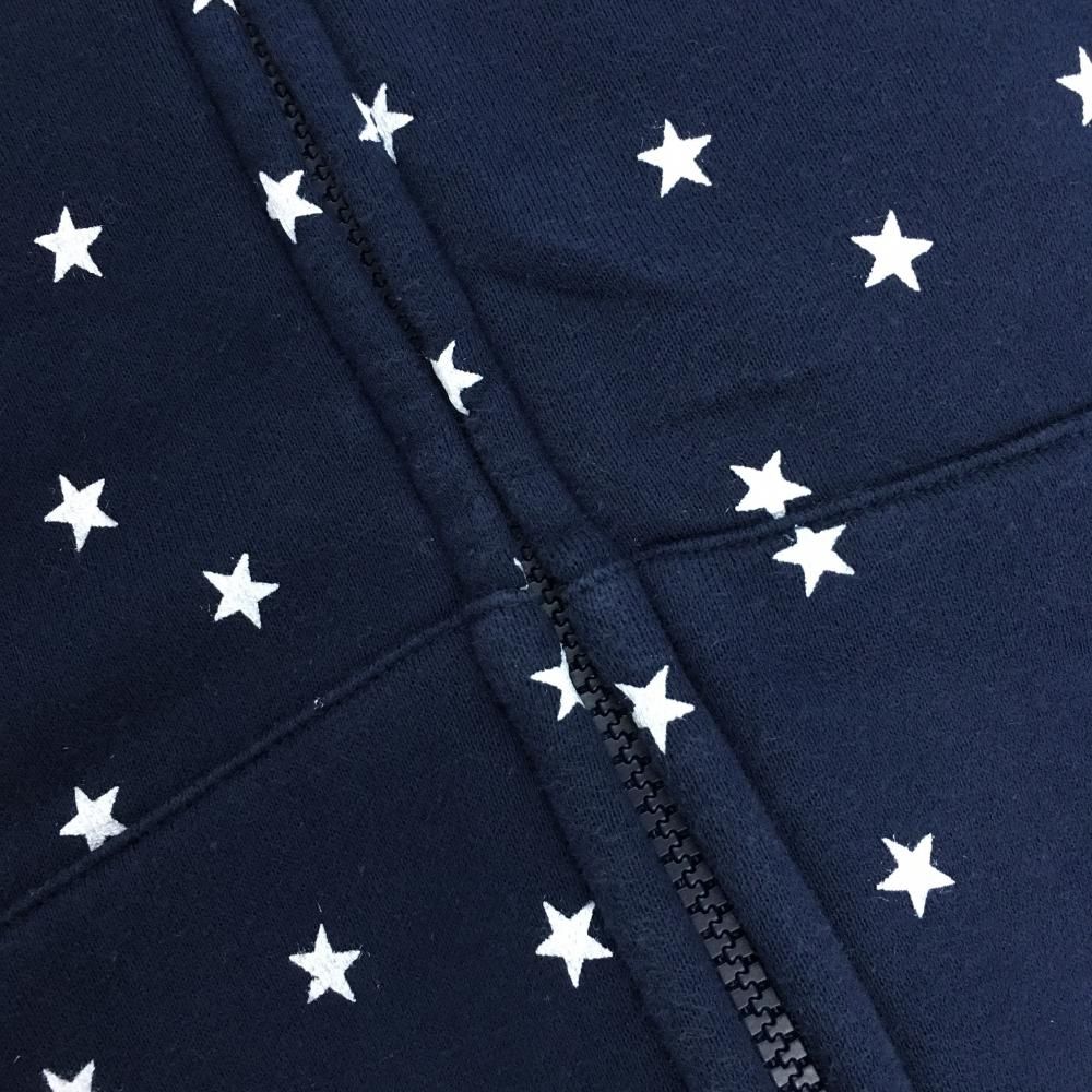 パーリーゲイツ ジップパーカー ネイビー×レッド 裏起毛 一部星柄