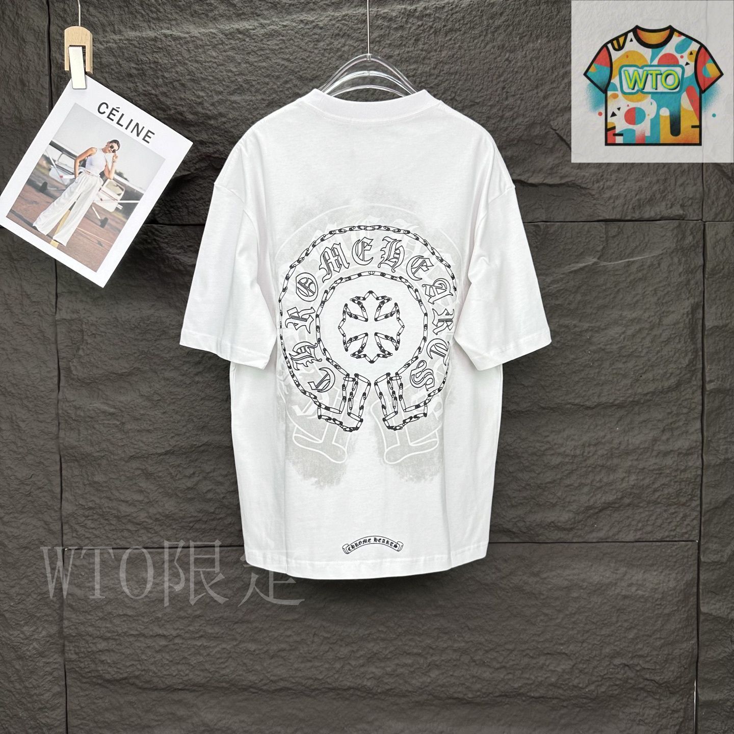 入手困難【CHROME HEARTS】ホースシューネック ロゴ 3/4 シャツ 送料込◇CHROME HEARTS◇ホースシューネック ロゴ 3/4 シャツ