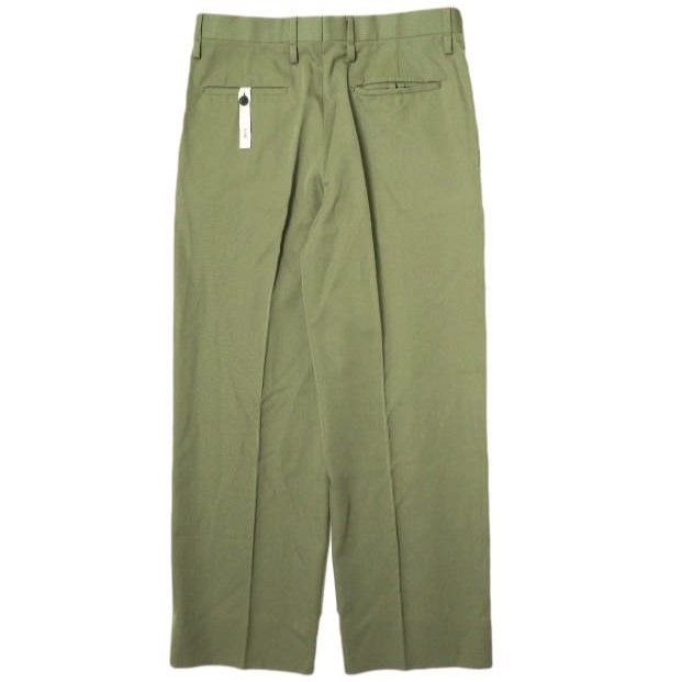 AMC エーエムシー 日本製 Julian gabadine ウールギャバジン 2プリーツスラックス 50 ARMY GREEN パンツ テーパード ボトムス g22340
