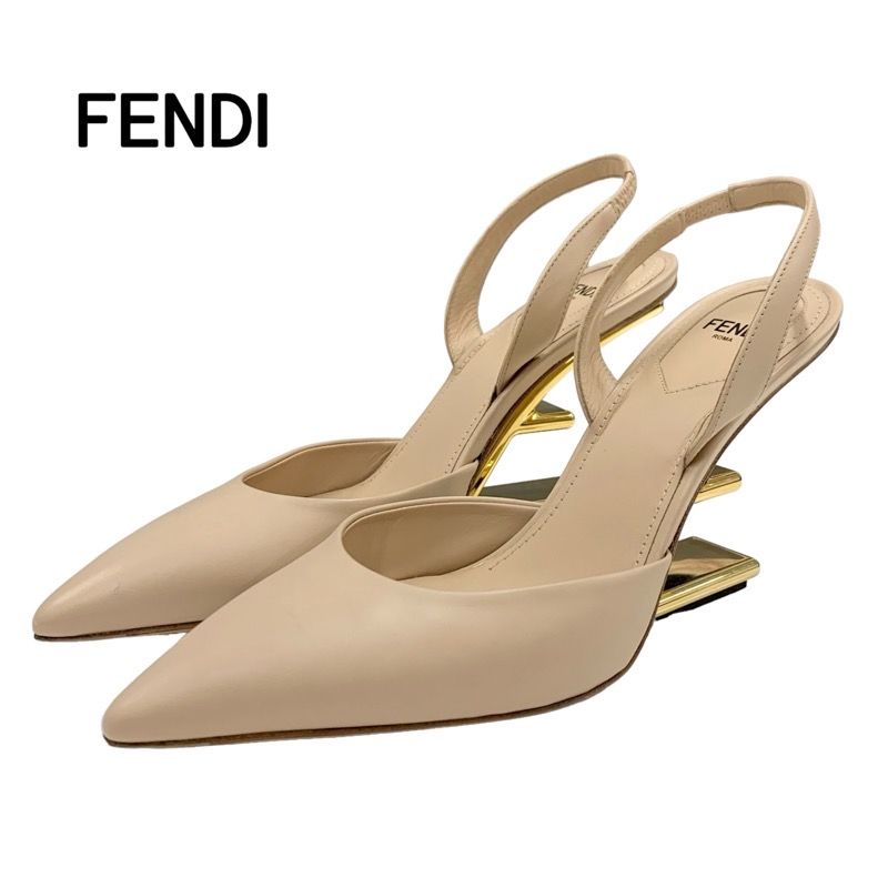 フェンディ FENDI ファースト パンプス 靴 シューズ レザー ベージュ 
