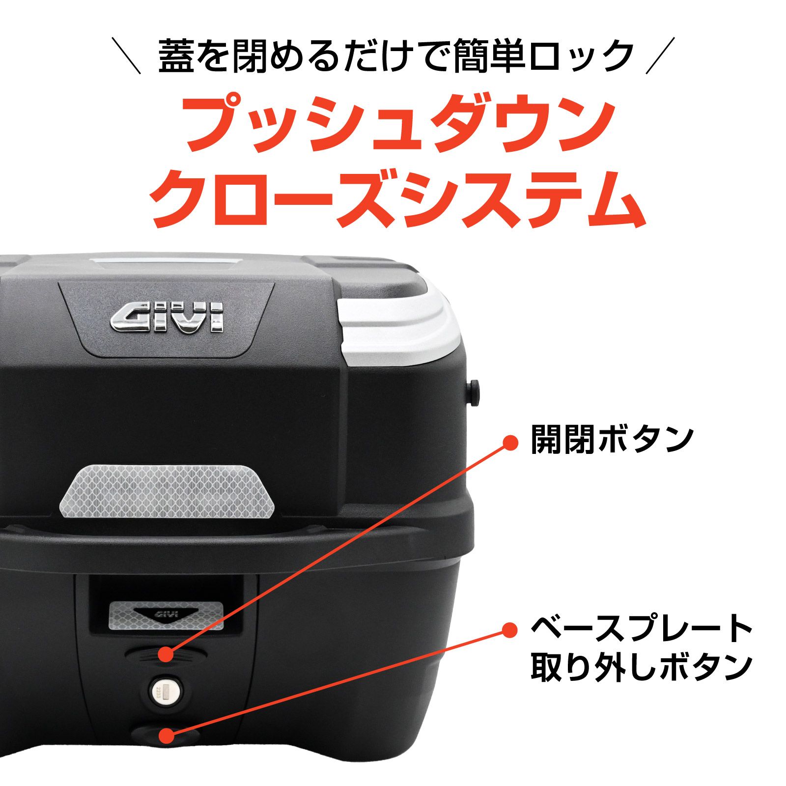 送料無料! 並行輸入品 GIVI ジビ バイク用 リアボックス モノロック 33L オプション付き ATLASシリーズ B33NTM-ADV シルバーパネル トップケース