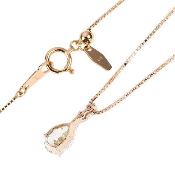 K18PG ペアシェイプ ダイヤモンド ダイヤモンド ペンダントネックレス 1.050ct VLY SI2 D0.03ct