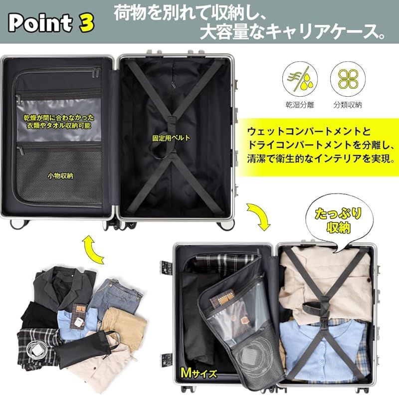 魔法小屋] スーツケース 前開き キャスターストッパー付く