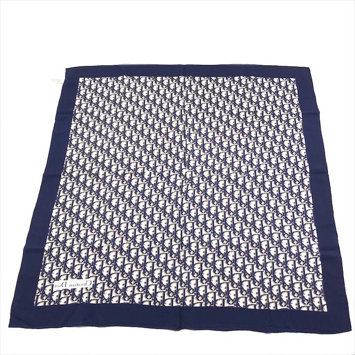 【極美品✨】Dior ディオール トロッター 大判 スカーフ ネイビー 極美品✨】Dior ディオール トロッター 大判 スカーフ ネイビー