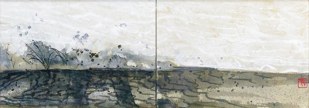 【予約販売商品】 真作 WISH 八木幾朗 河の情景 日本画 60号大 大作 金箔銀箔 共シール 四作品一額装 ◆静寂に響く川辺 〇日本画壇精鋭 25052900