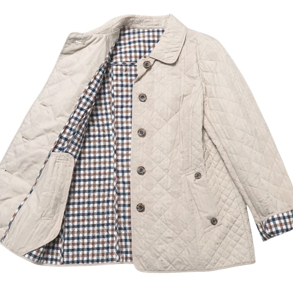 【Aquascutum】軽量グースキルティングチェックジャケット □美品□Aquascutum アクアスキュータム ジャケット サイズ10