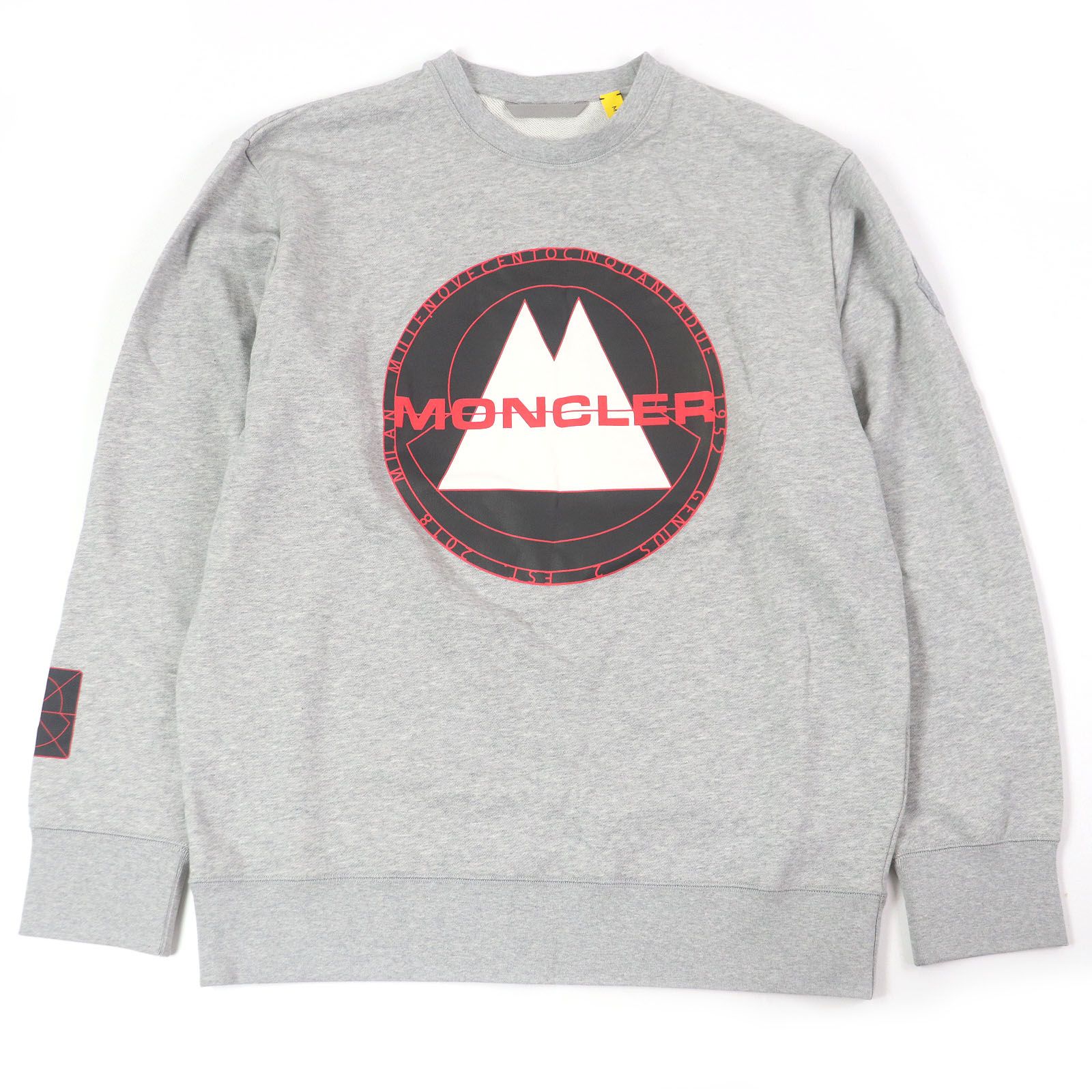 □MONCLER GENIUS 2 モンクレール ジーニアス 2 SWEAT SHIRT コットン100％ ロゴプリント スウェットシャツ トレーナー グレー L メンズ