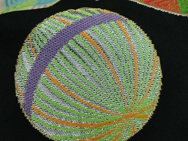 平和屋本店□極上 西陣 川島織物 九寸開き名古屋帯 毬 黒地 金銀糸