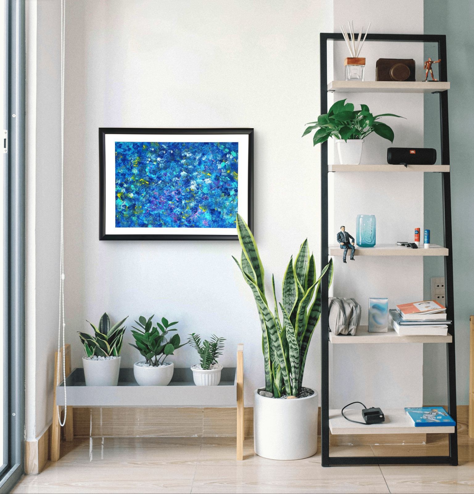 石垣の海に生きた証 / 抽象画 46×63㎝ A2 額縁セット 原画1点のみ