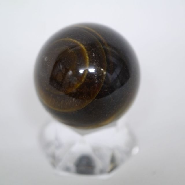 イエロータイガーアイ 丸玉 33.8mm(約54g) No.12/天然石・置物/(台座は付属しません)
