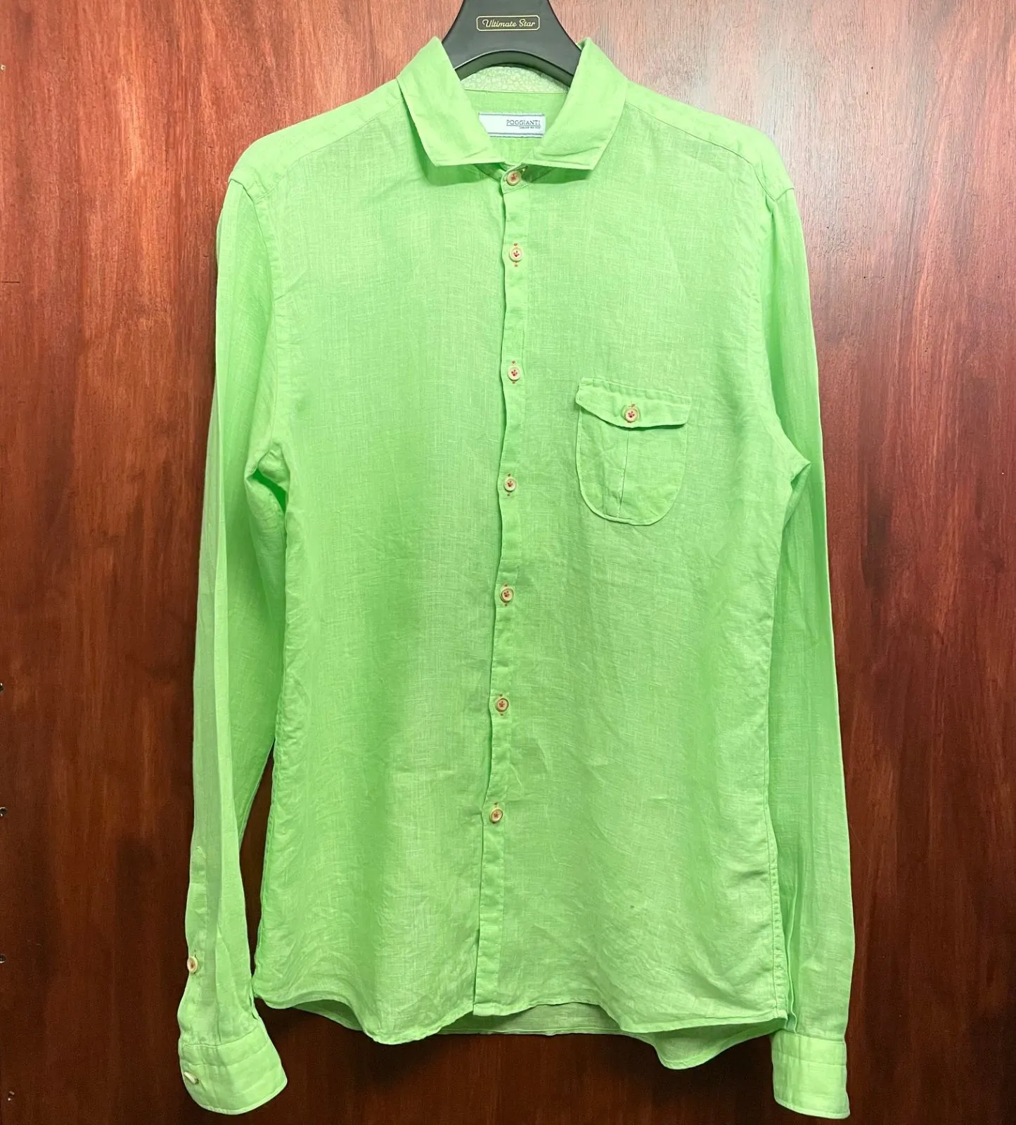 未使用　長袖ワイシャツ 39　イタリア　POGGIANTI　マルチストライプ 売れ筋 未使用 長袖ワイシャツ 39 イタリア POGGIANTI マルチ