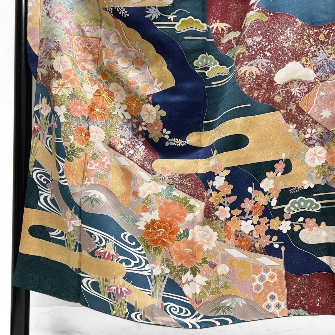 金彩 金駒刺繍 ヱ霞 花模様 振袖 成人式 晴れの日 着物 024a p - メルカリ