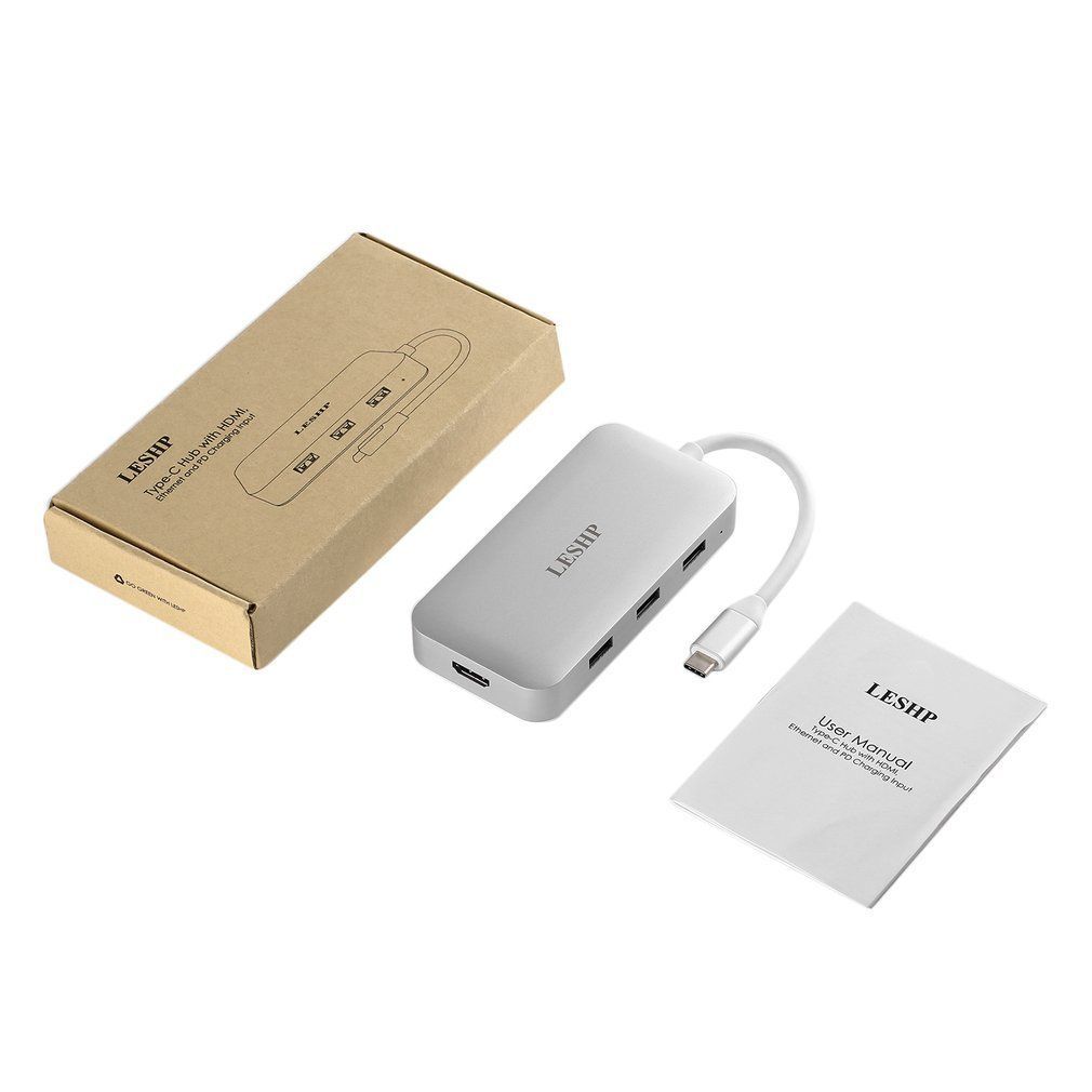 新品☆LESHP Type-C USB ハブ Macbook 対応【6in1】超軽量 HDMI 4K USB3.0 LAN 充電可  Macbook2016 Macbook Pro Chromebook 変換ハブ 送料無料 匿名配送 - メルカリ