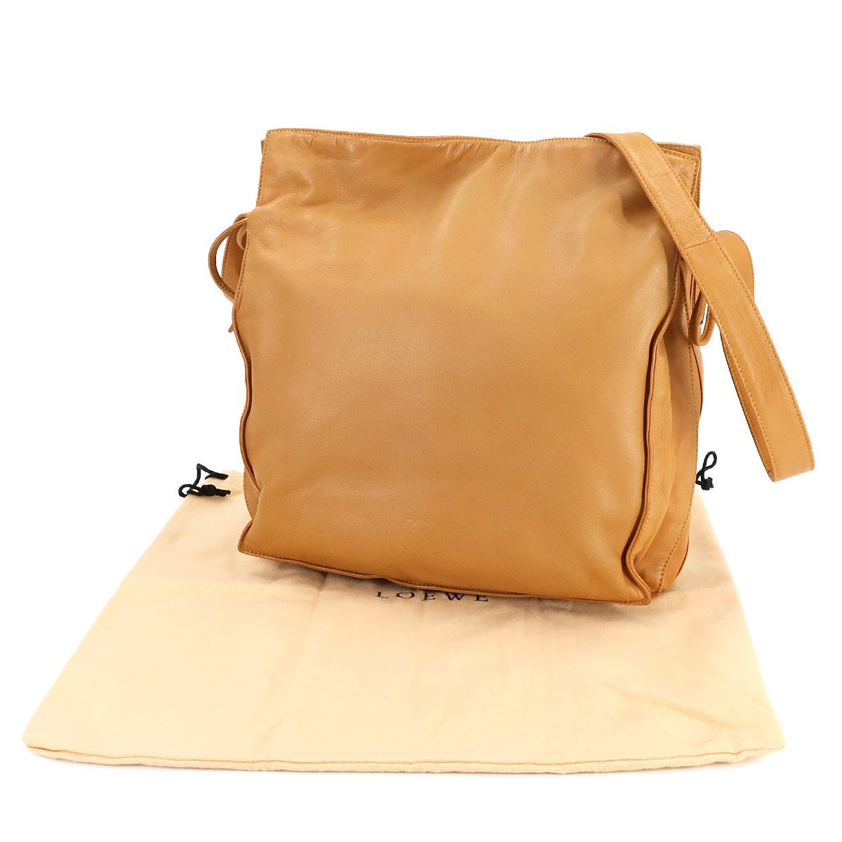 ロエベ LOEWE フラメンコ ショルダー バッグ レザー ブラウン ゴールド 