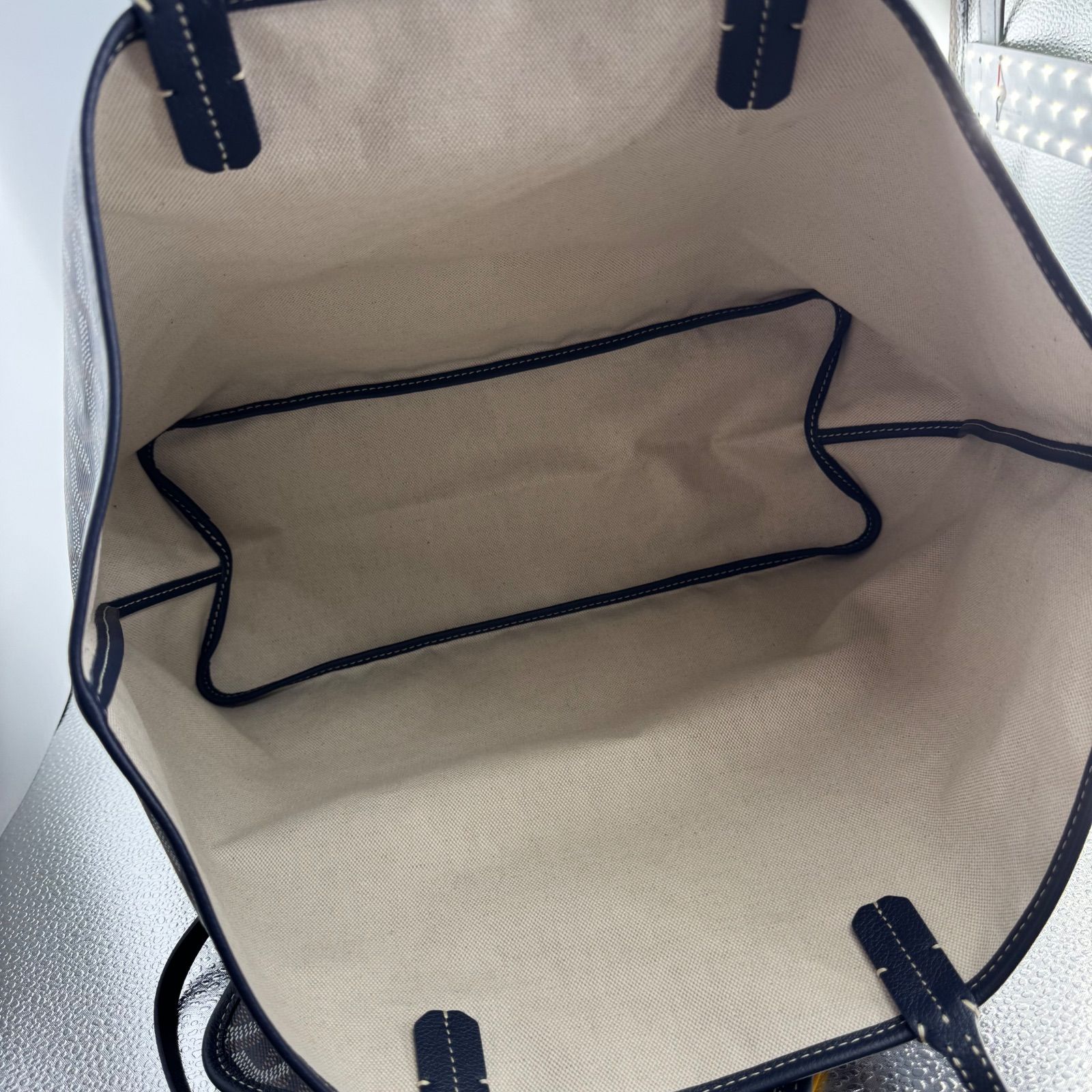 GOYARDサンルイPM ネイビー PVCコーティングキャンバス トートバッグ