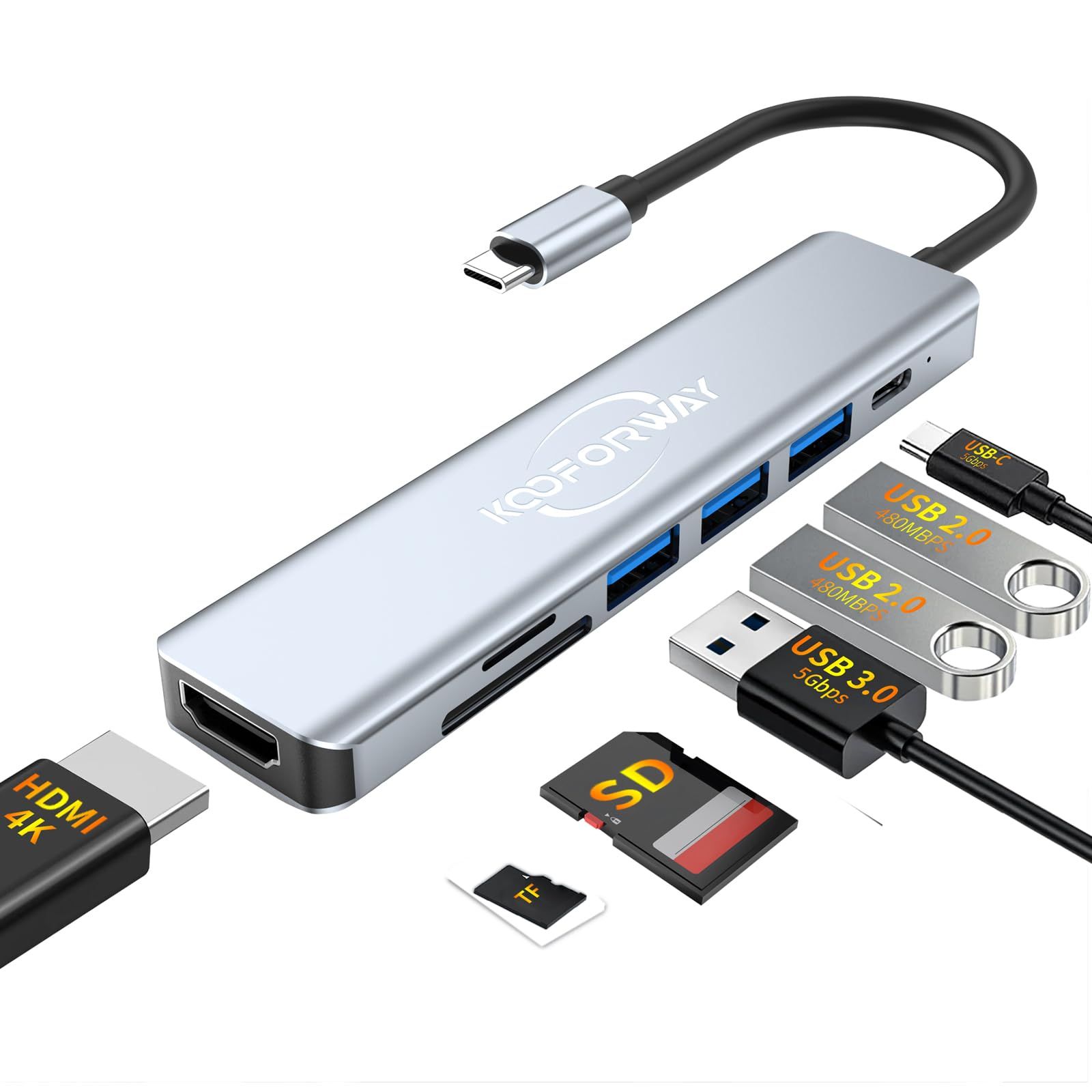 【数量限定】HDMI 4K 1W電力供給 4K 3.ポート SDMicroSDカードリーダー 1つのUSB Type-Cアダプター Apple、Surface、Dell、MacBook PD急速充電 85W Air HDMI出力 USB3.ハブ M1 7-in