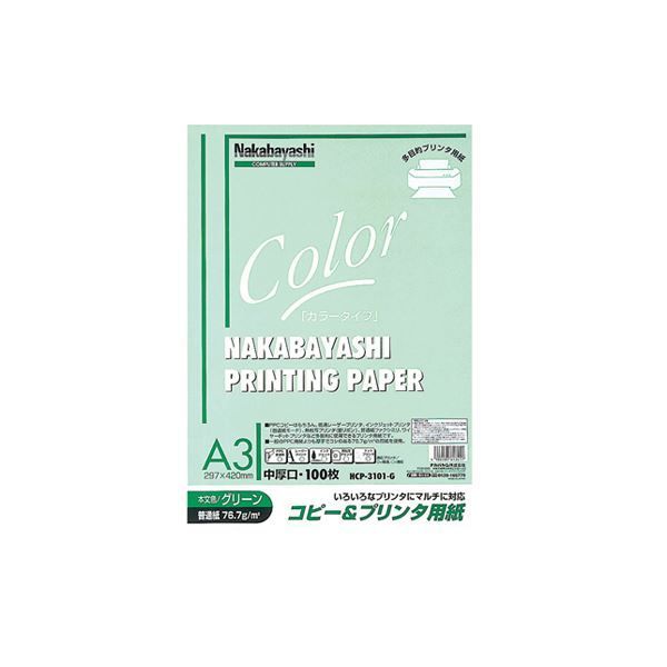 (業務用セット) コピー＆プリンタ用紙 カラータイプ A3 100枚入 HCP-3101-G