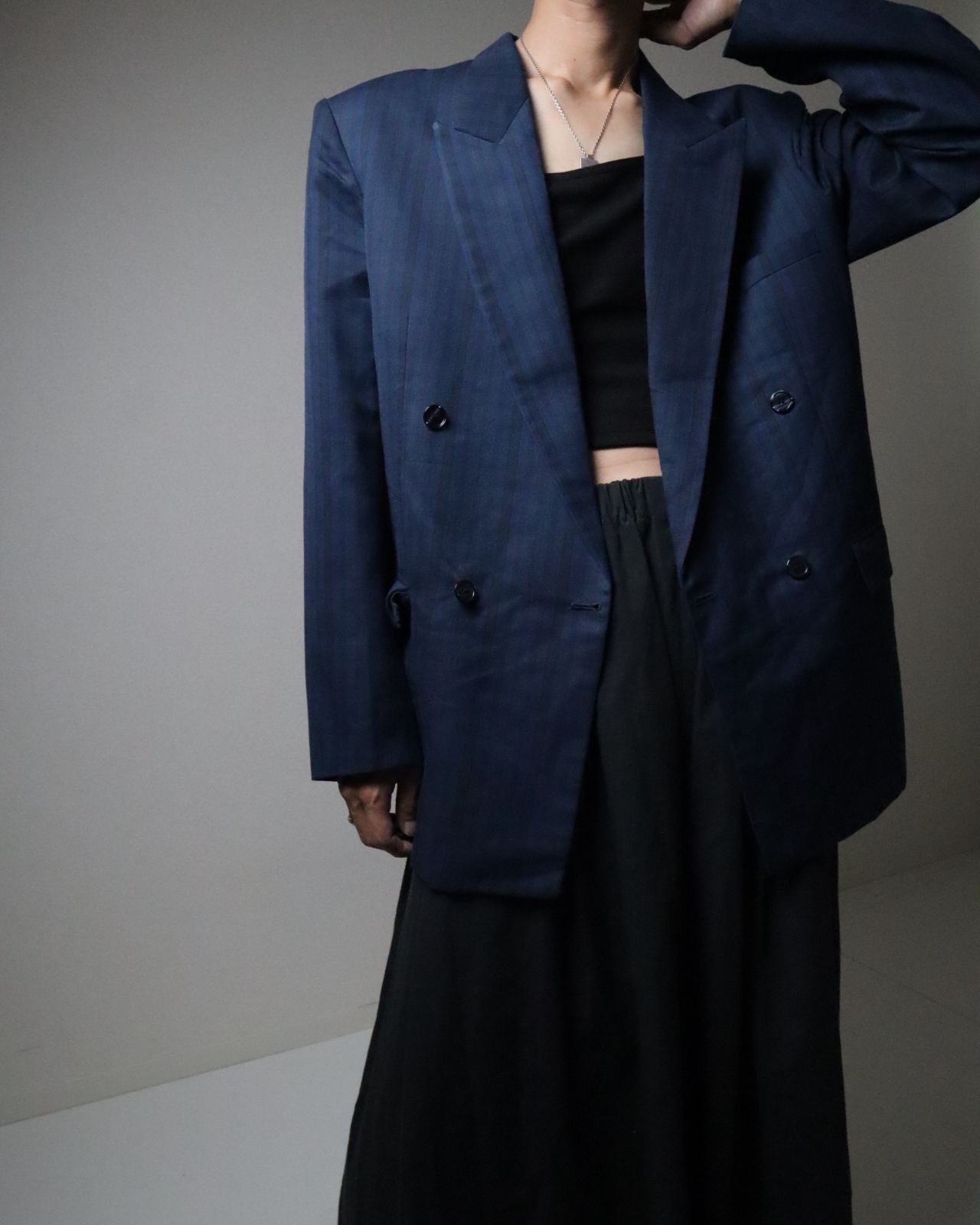 multi color plaid double breasted tailored jacket マルチカラー 